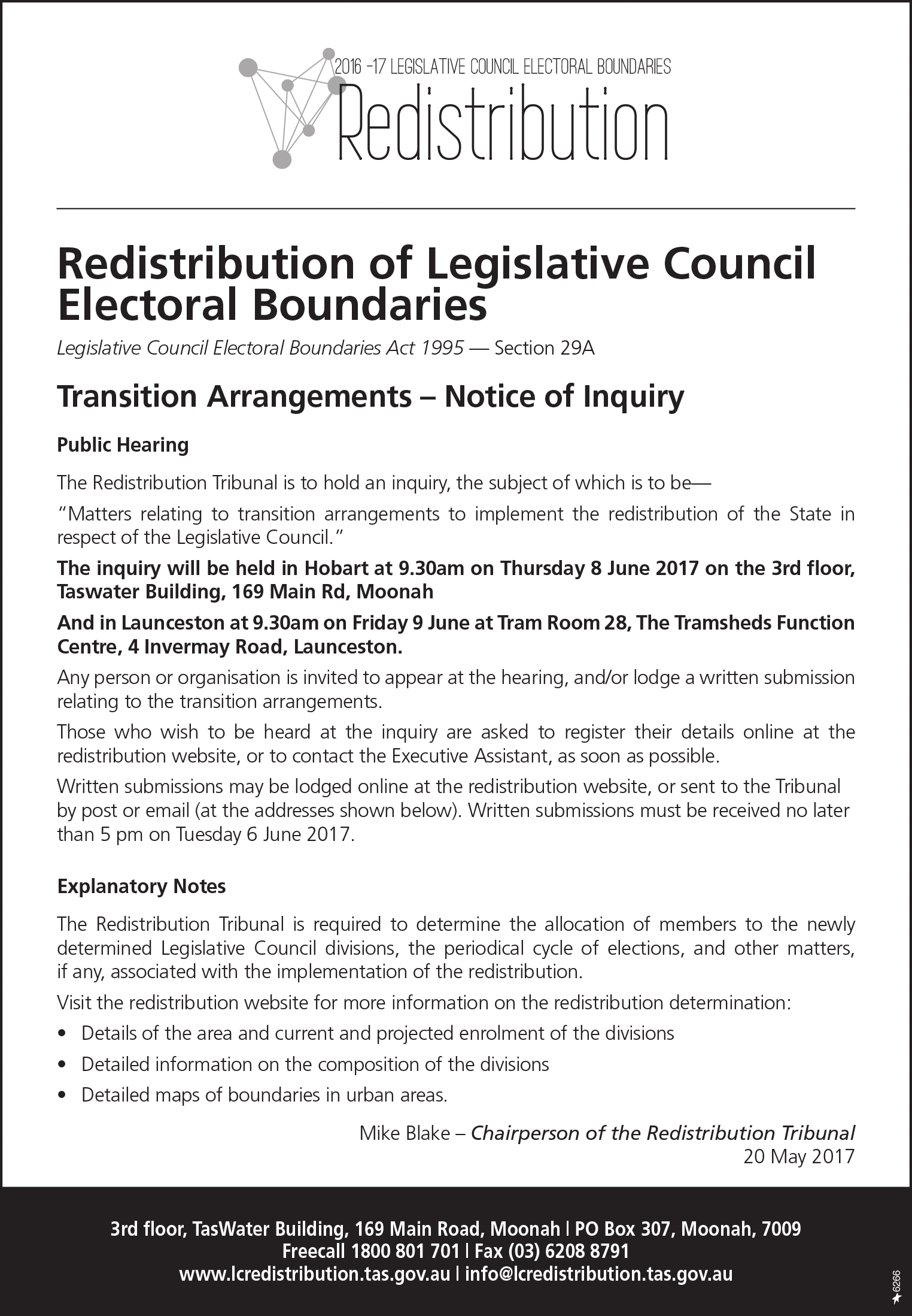 Transition Arrangements - Notice of Inquiry